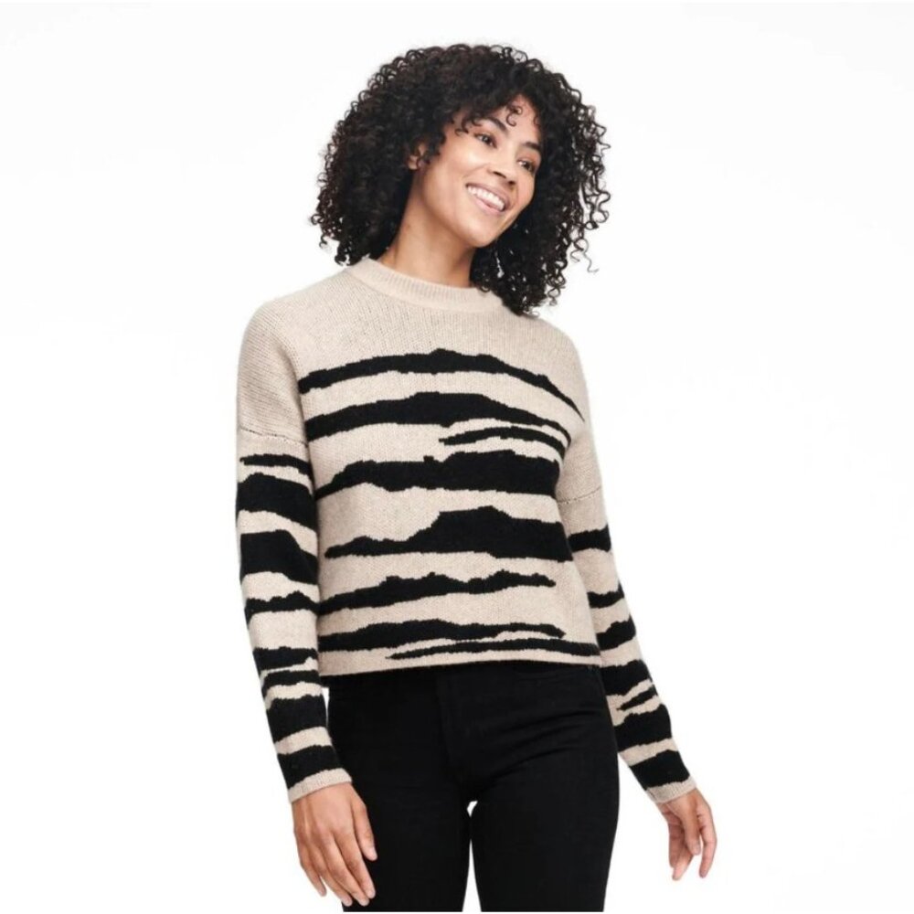 NAADAM Jacquard Crew Pullover Sweater Long Sleeve Wool Cashmere‎ Oatmeal XS